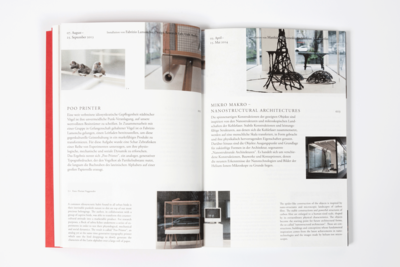 Photograph of another spread further displaying the flexible layout of the book.