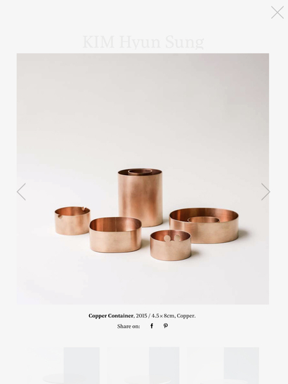 screenshot of Material Hunter collection gallery modal copper bowls items in tablet version