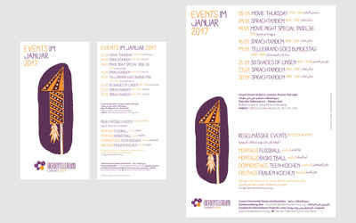 Mockups of the printed flyer and poster with motif from January