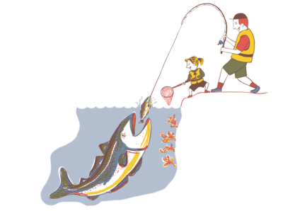 Traditional fishing with fishing rod from land